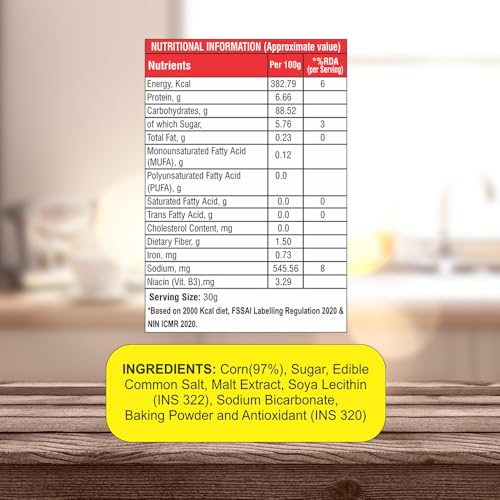 Image of 8 AM Corn Flakes 500 Gram (Pack Of 2), 97% Corn, 99% Fat Free, No Cholesterol, Trans Fat, Artificial Additives, Vitamins B1, B2, B3, B6, B9, Iron, Calcium, Crunchy & Nutritious Cereal