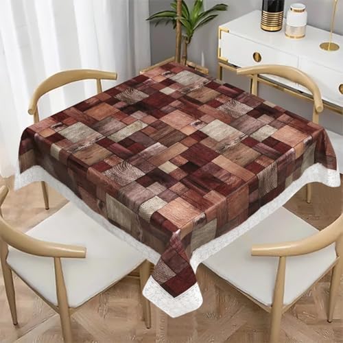 Image of Dakshya Industries PVC Waterproof Square Table Cover 48x48 Inch for 4 Seater Dining Table | Floral Printed Oilproof Stain Resistant Washable Plastic Table Cover, Dark Brown