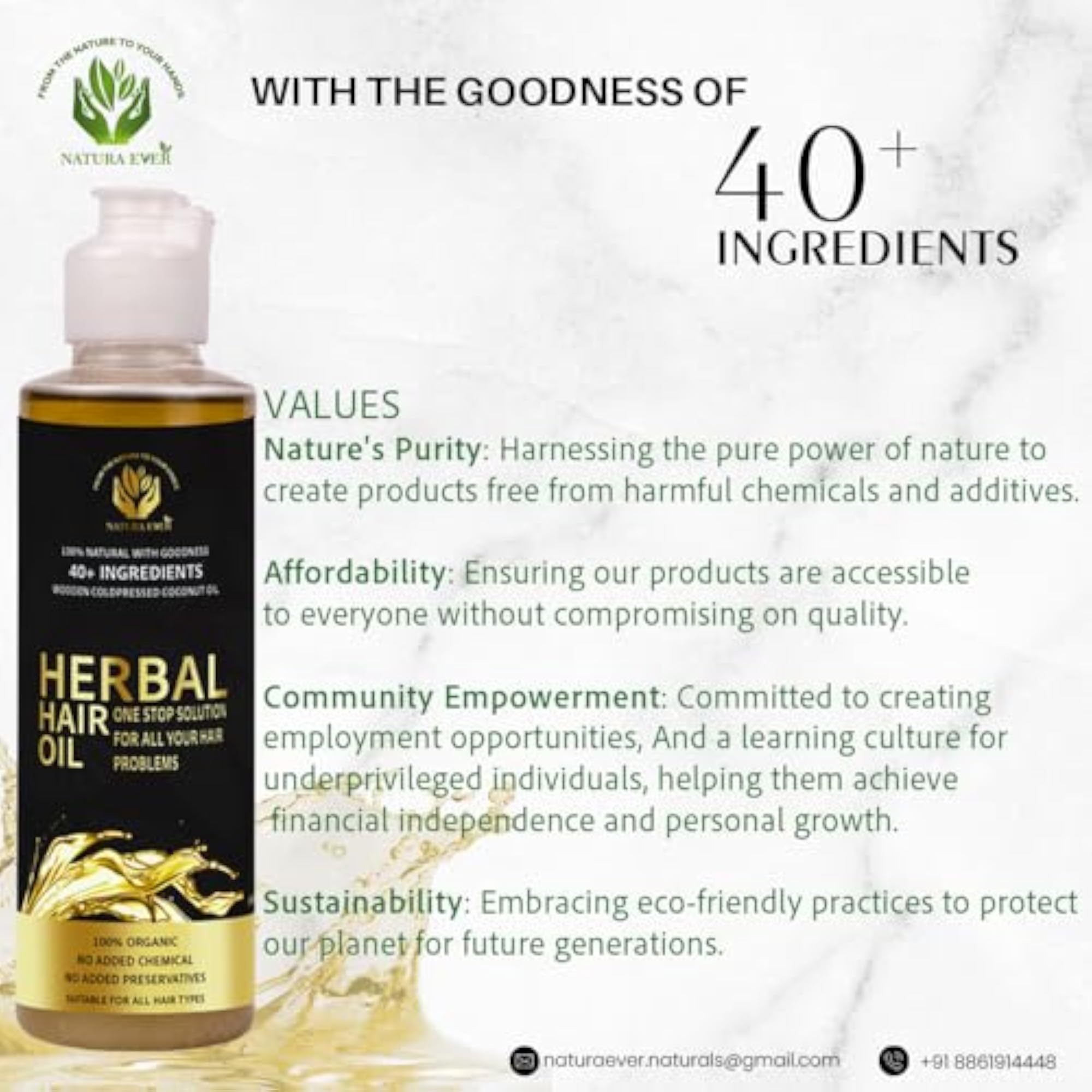 HERBAL HAIR OIL - 200ml, Organic Anti-Hair Fall Solution