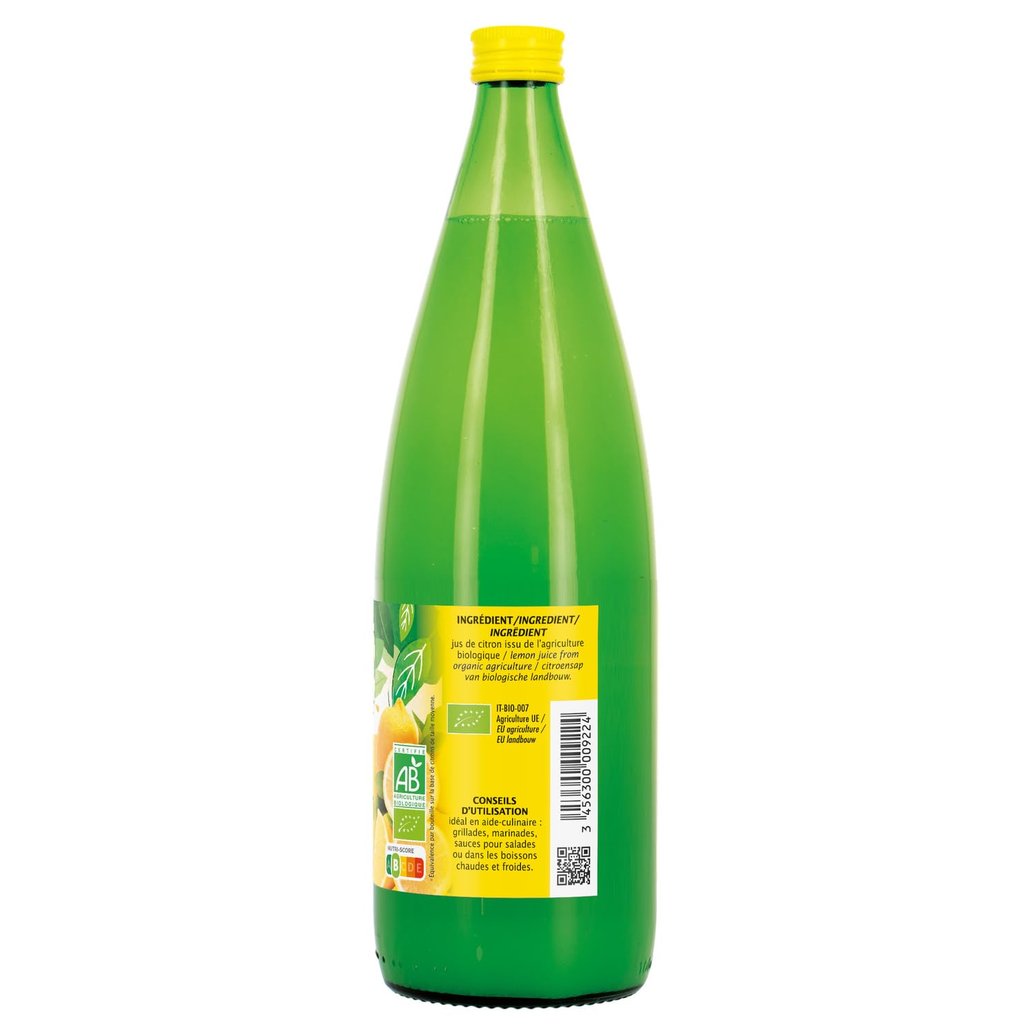 JARDIN BIO ETIC - Jus de citron bio pur jus en bouteille verre 1 litre - Origine Sicile - Bouchon doseur pratique - 100% fruit - Équivalent 32 citrons jaunes - Lot de 3