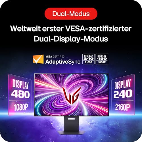 LG Ultragear™ 32GS95UX-B.AEU (32 Zoll) 4K UHD OLED Gaming-Monitor, 240Hz/480Hz, AMD FreeSync™ Premium Pro, DisplayHDR™ True Black 400, Pixel Sound, 2X HDMI 2.1, Grau