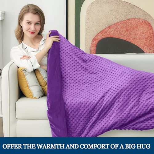 Image of yescool Weighted Blanket (15 lbs, 48 inch x 72 inch, Violet) Heavy Blanket for Sleeping Perfect for 140-160 lbs, Breathable Blanket with Premium Glass Bead, Machine Washable