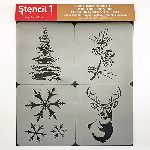 Stencil1 Stencil - Premium Quality Reusable Stencils For Painting - Create Diy Winter Holiday Crafts And Decor - Decor On Walls Fabric & Furniture Recyclable Art Craft - 4-Pack Stencil Set #TOP4