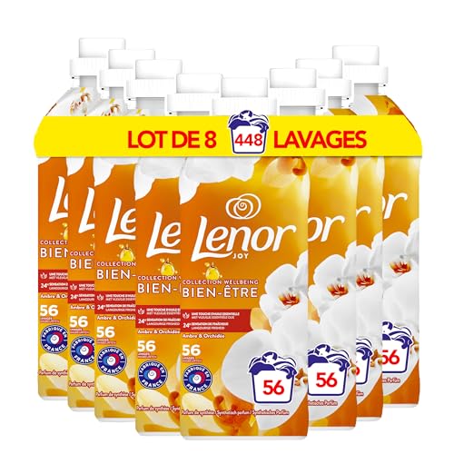 Lenor Suavizante de telas 56 lavados, Ámbar y Orquídea, Colección Bienestar, Con Una Ala Aceite Esencial