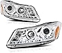[For 2008-2012 Honda Accord Sedan] LED Halo Ring Chrome Projector Headlight Headlamp Assembly, Driver & Passenger Side