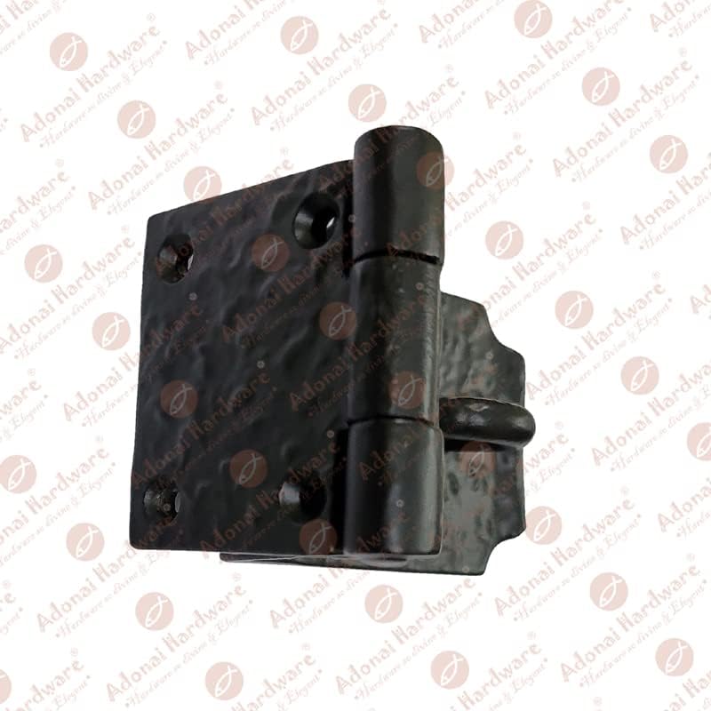 Adonai Hardware 4" Projection "Elizur" 90 Degree Cast Iron Hasp and Staple for Chest/Trunks - Matte Black Powder Coated