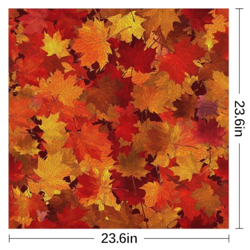 Autumn Leaves Fall Thanksgiving Square Silk Scarf for Women Fashion Printed Satin Neck Silk Satin Bandana Lightweight Neckerchief Hair Wrap Scarves 23.6" x 23.6"2
