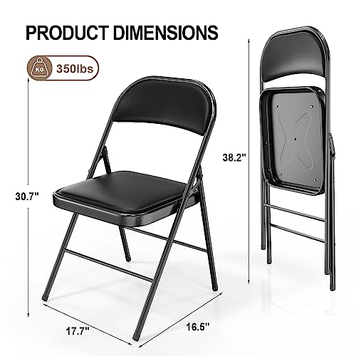 Vingli Folding Chairs With Padded Seats, Metal Frame With Pu Leather Seat & Back thumb #2