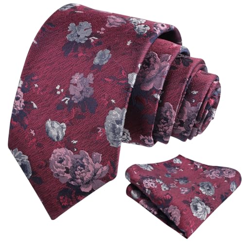 Image of Alizeal Mens 3.15'' Colorful Flower Pattern and handkerchief Necktie Set