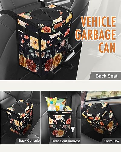 Image of Pritent Car Trash Can with Lid Leakproof Car Garbage Bag Vehicle Trash Bin | Hanging Automotive Garbage Can,Multipurpose Car Accessories for Women Men Interior Car Storage Organizer(2 Gal,Rose)