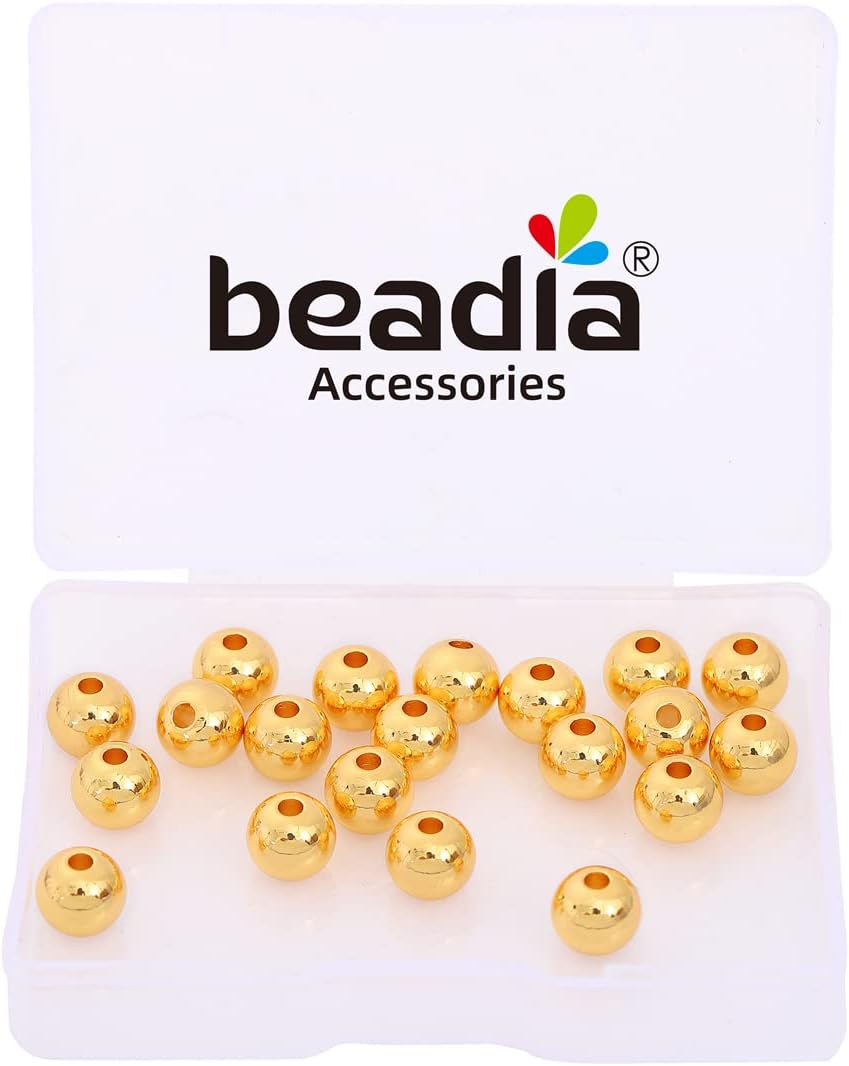 18K Gold Plated Round Spacer Beads 8mm 20pcs for Jewelry Making Findings Non Tarnish - Image 4