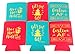 Holiday Festive Christmas in July Can Coolers - 6 Pack | Bottoms Up Let's Get Lit Stocking Stuffer Gifts - Funny Ugly Sweater Party Prize, Favors, Decorations & Supplies (Holiday Multi)