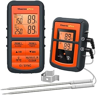 ThermoPro TP08B 500FT Wireless Meat Thermometer for Grilling Smoker BBQ Grill Oven Thermometer with Dual Probe Kitchen Cooking Food Thermometer