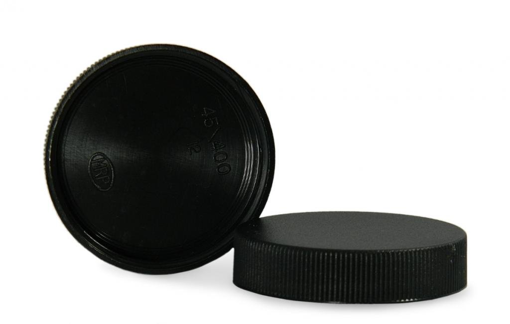 Qorpak CAP-00367 Black Polypropylene Linerless Cap, Ribbed Style, 38-400 Neck Finish (Case of 2900)