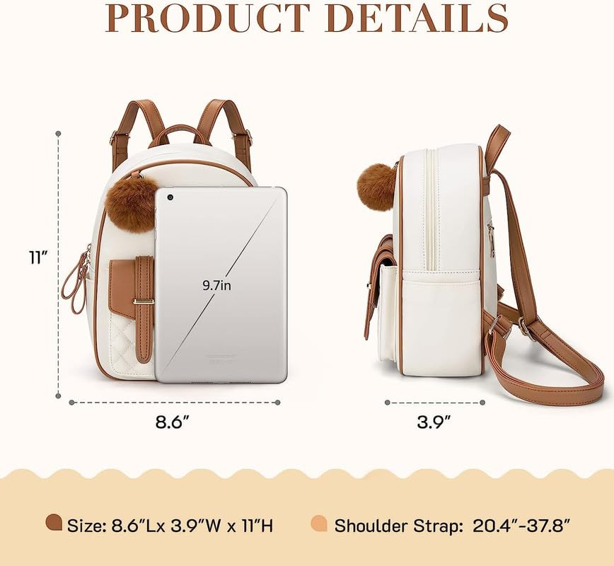 Image of ShopyVid Mini Backpack for Women Cute Small Backpack Purse With Pompom