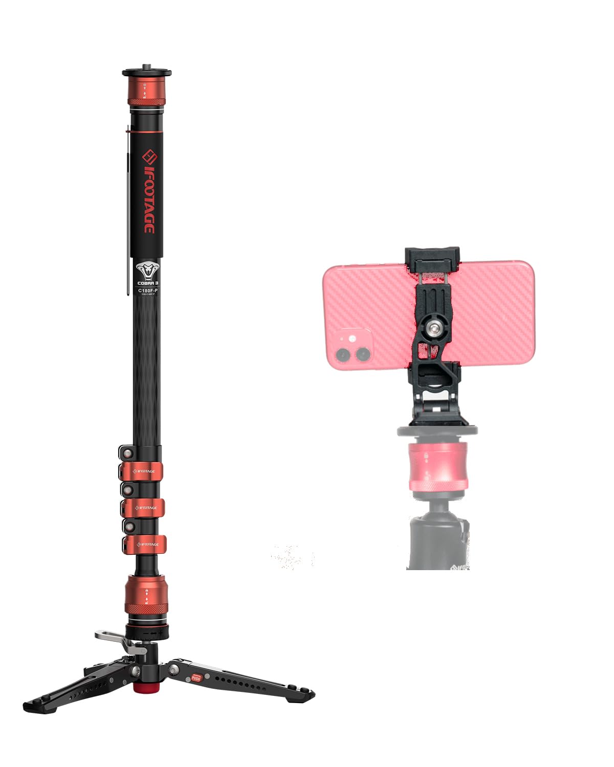 Amazon.com : IFOOTAGE Cobra 3 Monopod C180F-P,Pedal Base Mini
