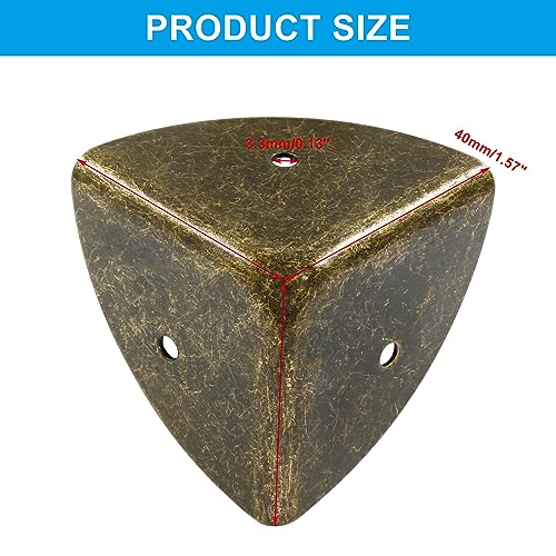 Image of 12Pcs Box Corner Protectors, 1.57 inch (40mm) Metal Corner Edges Protector Triangle Corner Protectors Bronze Corner Covers Edge Guard with Screws for Wooden Case Trunk Box Table Cabinet