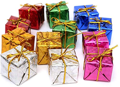 BJ-SHOP Decoración de árboles de Navidad Caja de Regalo Colgante Conjunto de Pequeñas Cajas de Regalo para árboles de Navidad Decoraciones Colgantes 3 cm 12 Piezas