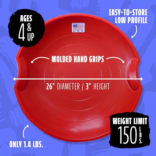 Image of Flexible Flyer 26 inch Flying Saucer Sled Multipack - Plastic Snow Sleds with Hand Grips, Heavy Duty Snow Discs for Kids, Adults, Schools, Camps & Daycares