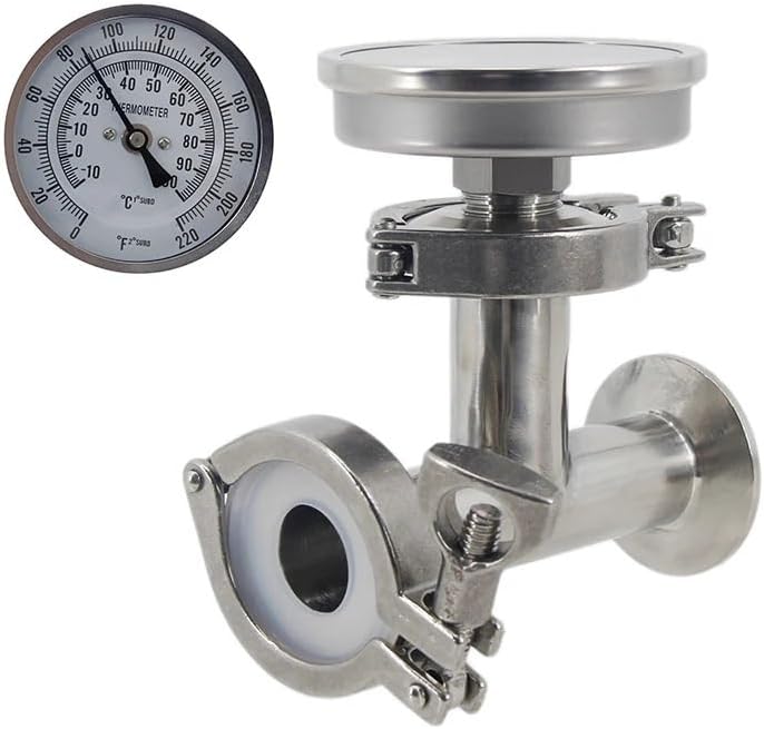 Inline Temperature Monitor 1.5 INCH Tri Clamp Test Tee Thermometer Package Counter Flow Wort Chiller Thermometer