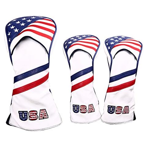 1 3 5 Golf Headcovers USA Stars and Stripes White Vintage Retro Patriotic Driver Fairway Wood Cover Cover