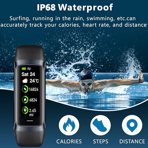 Aukire Fitness Tracker With 24/7 Heart Rate Sleep Blood Oxygen Monitor,Ip68 Waterproof Smart Watch,1.10''Amoled Color Touchscreen,Step Calorie Counter Pedometer Health Activity Trackers For Women Men thumb #1