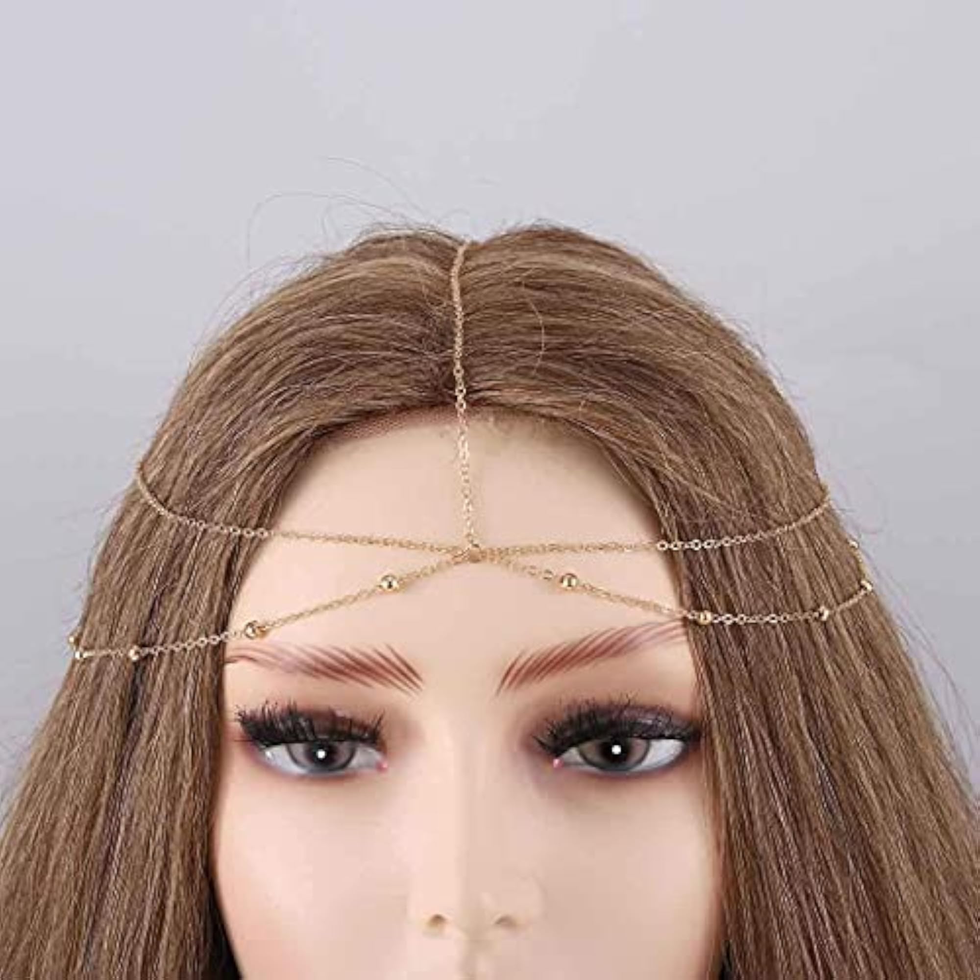 Premium Gold Boho Head Chain Jewelry, Layered Hairpiece