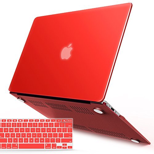 IBENZER Compatible with MacBook Air 11 Inch Case Model A1370 A1465, Soft Touch Plastic Hard Shell Case Bundle with Keyboard Cover for Mac Air 11, Red, A11RD+1