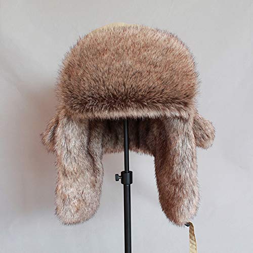 Gorro de Invierno Térmico Sombrero de piel cálido de invierno for hombres y mujeres Sombrero de bombardero a prueba de viento con solapa for las orejas Sombrero de Aviador para Esquiar Deportivas al A