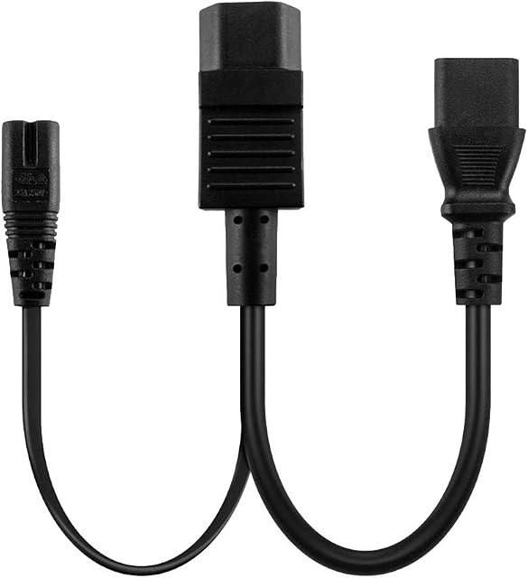 New IEC320-C14 TO C13+C7 Power Adapter Cord Male to Female 3-pin UPS Server