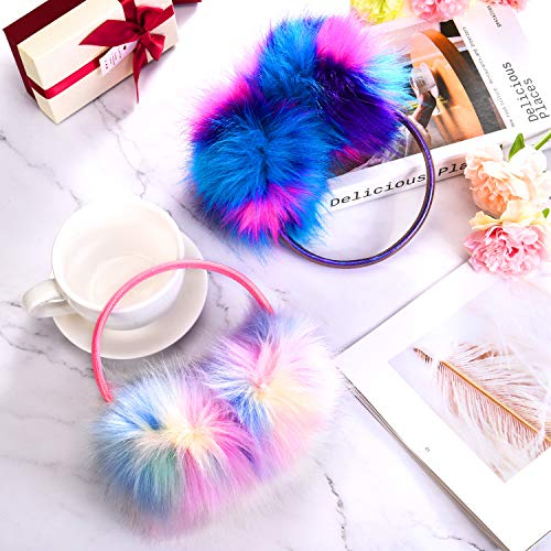 Geyoga 2 Pieces Ear Muff Winter Warm Fluffy Earmuffs Faux Fur Ear Muff Dazzle Color For Women Girls Mom Daughter Christmas Outdoor Ear Warmers #TOP6