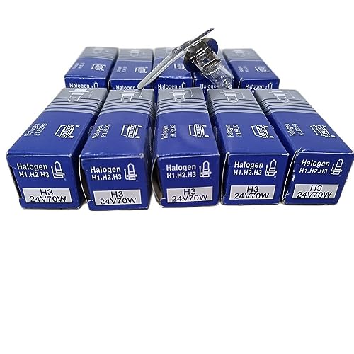 JWDAWN 10 bombillas halógenas H3 de 12 V, 24 V, 48 V, 88 V, 55 W, 70 W, para tractor, barco, caravana, camping, faro delantero (24 V, 70 W, 10 unidades)
