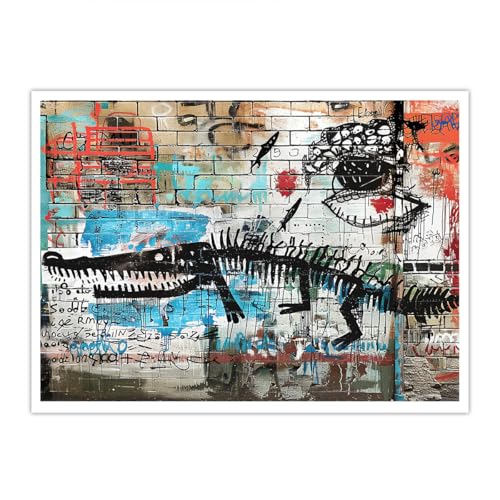 Gravure sur toile crocodile graffiti pour art mural contemporain de valeur