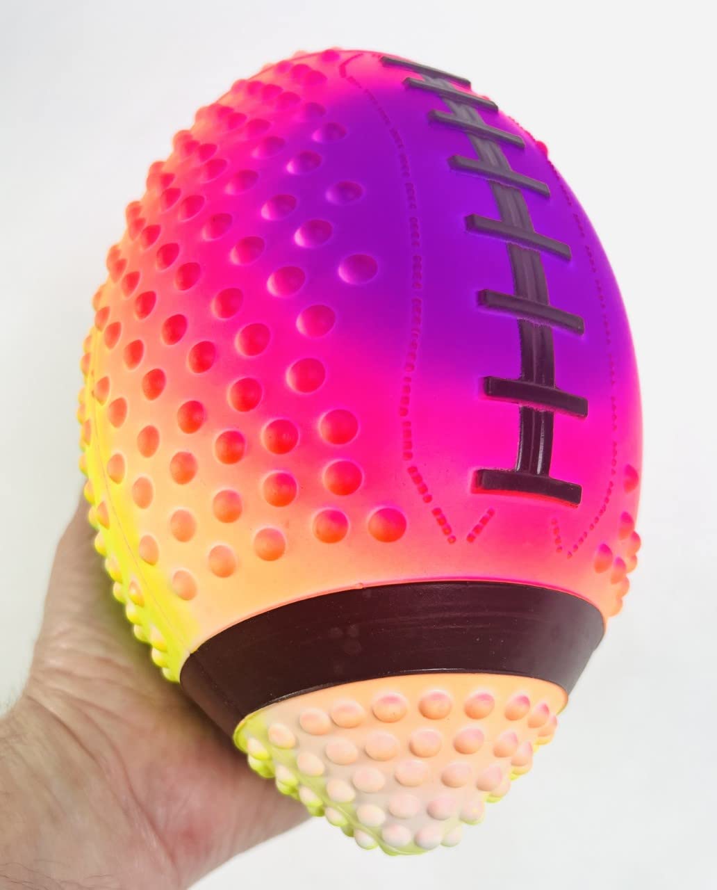 Regent Practice Football Neon Rainbow Colored 9" Spiked for gripping Control Made of Soft Rubber Inflatable Football Comes Pre Filled with Air Ready to use Great for The Pool or Playground