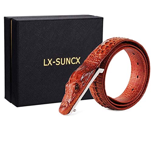 Image of Men's Belt,Alligator Belt Cowhide Crocodile Print Belt Buckle - with Gift Box