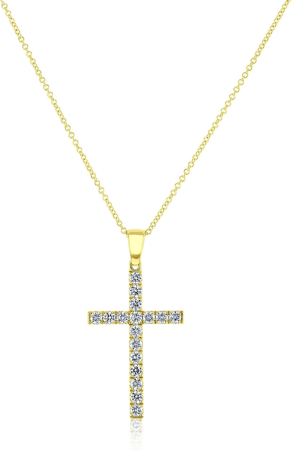 Kobelli Solid 14k Gold 1 Carat Lab Grown Diamond Christian Cross Necklace
