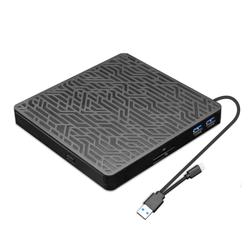 VCD CD externe multifonction pour graveur USB 3.0 + câble de données Type-C double tête avec lecteur de carte USB 3.0/TF