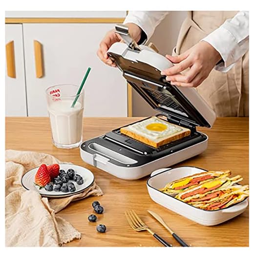 Sandwich Toastie Maker, Máquina De Desayuno Multifunción Para Sándwich Con Placas Antiadherentes Intercambiables Fáciles De Limpiar, Calefacción De Doble Cara, Para Desayuno, Bocadillos De Q