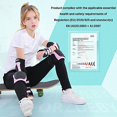 Forzueby Adult/Kids Knee Pads Elbow Pads Wrist Guards 6 in 1 Protective Gear Set for Inline Roller Skating Skateboarding Scooter BMX etc.