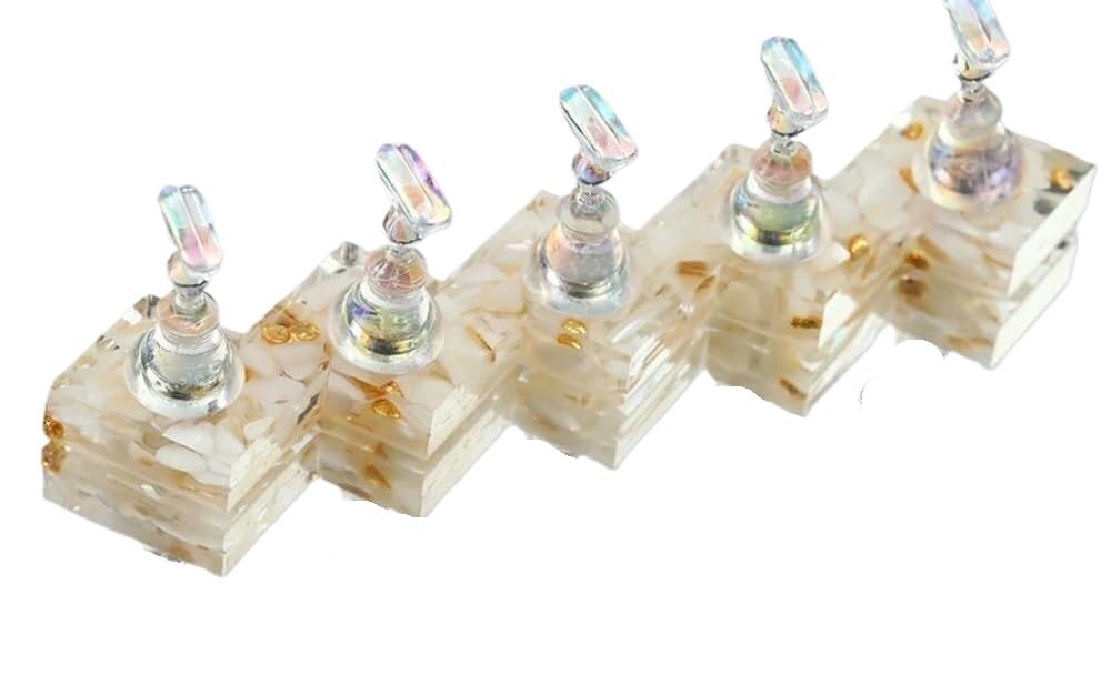 HIFRQVVC Nail Practice Holder, Nail Display Stands Set Square Round Base Multicolor(01-square White)