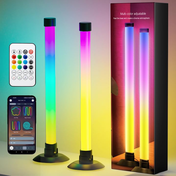 Image of NBBUFF Led Light Bar with Music SynC Color Changing, Led Bar with App & Remote Control, RGB+IC & W Smart RGB Light Bar, USB Powered Led Lights, Dynamic PC Room Monitor Backlight Gaming, 2 Pack
