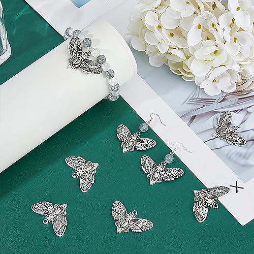 SUPERFINDINGS 30Pcs Alloy Butterfly with Skull Pendants Charms Antique Silver Tibetan Style Dangle Charms Vintage Earrings Necklaces Bracelets Charms for Jewelry Making 27x43x3mm Hole 2.3mm - Image 4