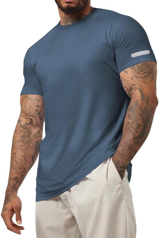 Mens Casual T Shirt Quick Dry Moisture Wicking Regular Fit Gym Workout Athletic Tee Shirts, Available in Big & Tall