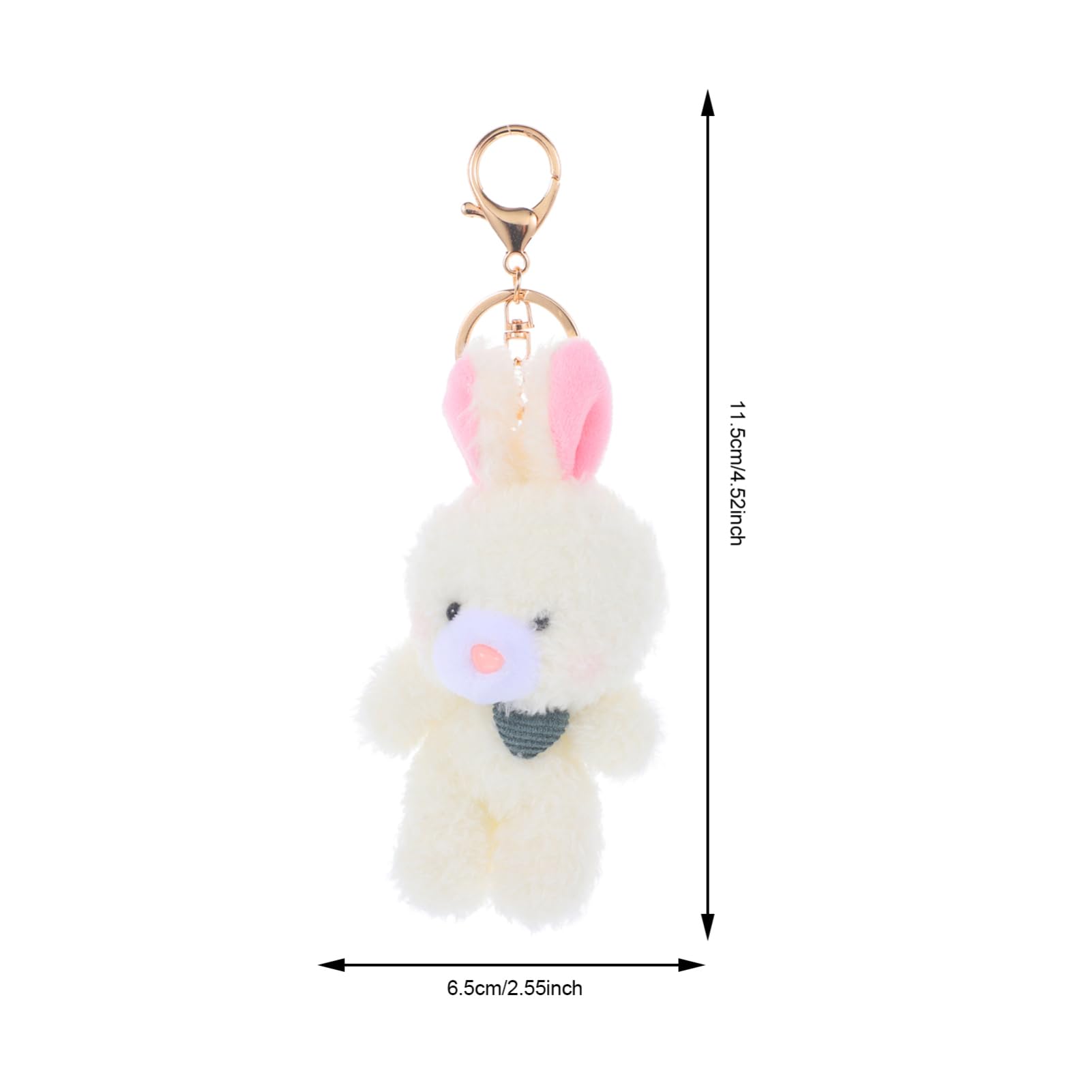 COLLBATH 2Pcs Plush Bunny Keychain Cute Rabbit Keychains for Backpack Charms Heart Designs Adorable Stuffed Animal Accessories