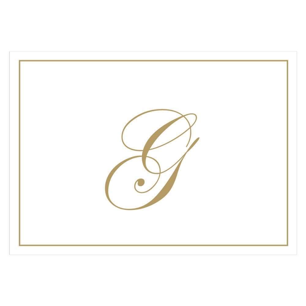 Caspari Gold Embossed Initials Boxed Note Cards in Letter G, 8 Cards &amp; Envelopes