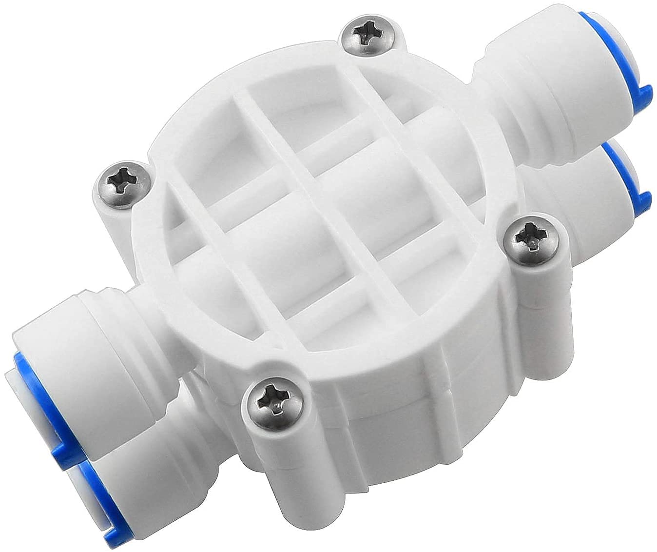 Longdex 1/4" Tube 4 Way Port Auto Shut Off Valve with Push Fittings For RO Reverse Osmosis Water Filter System