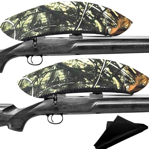 Scope Cover Neoprene,Riflescope Flip Caps, Optics Lens Cover for Outdoor Hunting Gun Scope Cover Easy to Install Remove,Spotting Scopes Cover 2pack Medium 9″-12″ Large12″-16″ (Fit 12