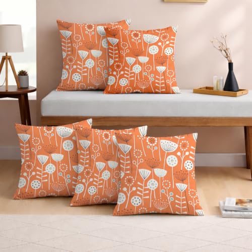 Image of STITCHNEST 'Little Meadow Series' Cushion Cover | Set of 5 | Floral Cushion Cover 16 inch x 16 inch