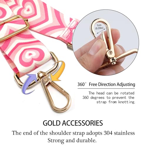 Image of Dsigo Purse Strap, 1.5 inch Wide Gold Alloy Buckle Floral Printing Crossbody Shoulder Strap for Bag Handbag Crossbody Bags