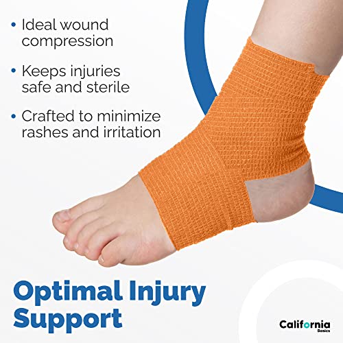 Image of California Basics Self-Adhesive Medical Tape (2 inch) - Pack of 12 - Cohesive Bandage Wrap Rolls - Waterproof Athletic Tape - Self Adhesive Medical Adhesive Bandage Wrap - Vet Stretch Wrap